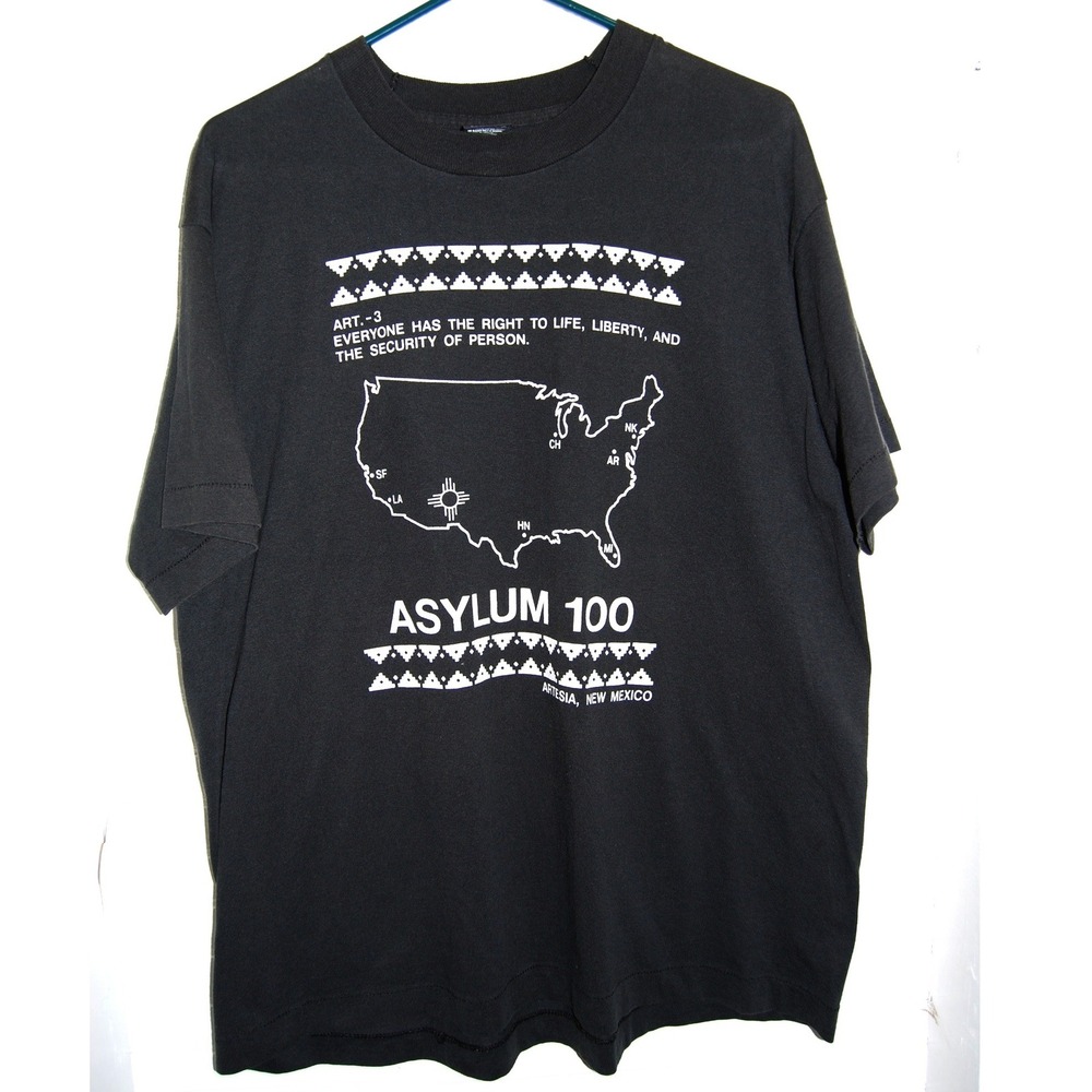 Vintage Single Stitch New Mexico T-shirt Size XL Black & White ASYLUM 100